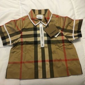 Burberry Kids beige zip front shirt